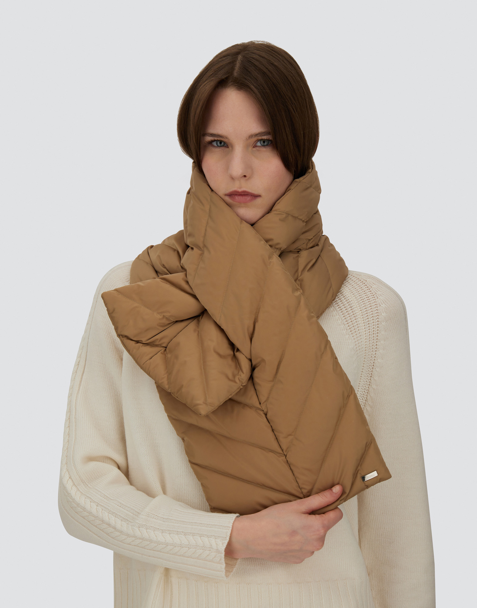 Herno Satin Scarf In Brown