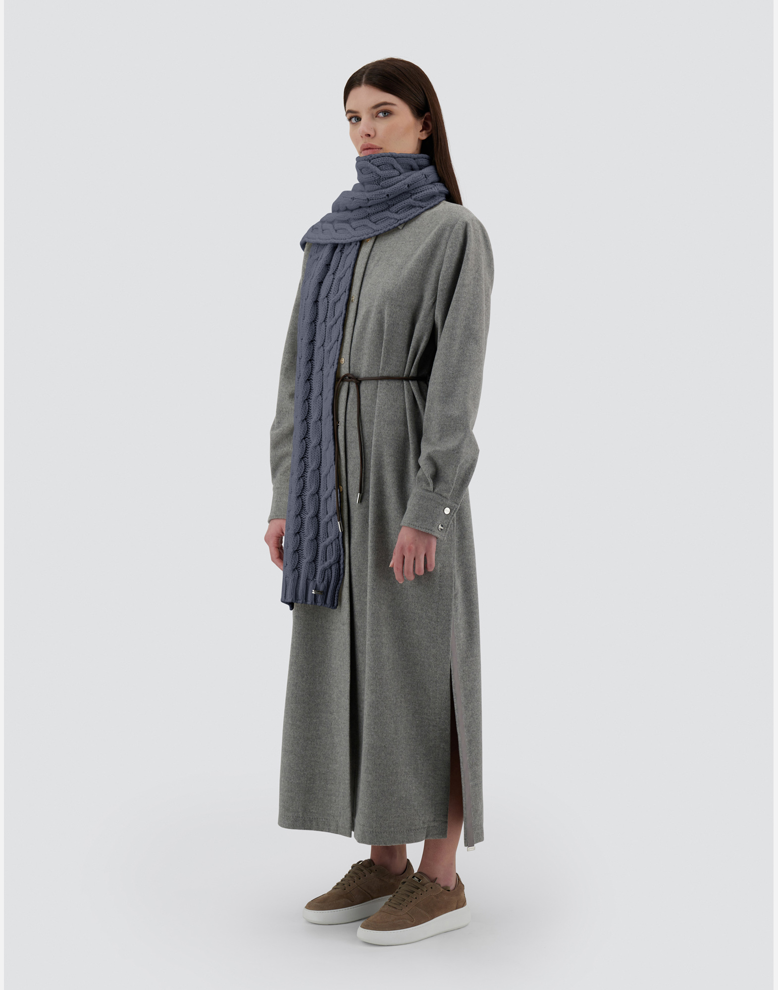 Shop Herno Resort Scarf In Infinity Braid In Air Force Blue