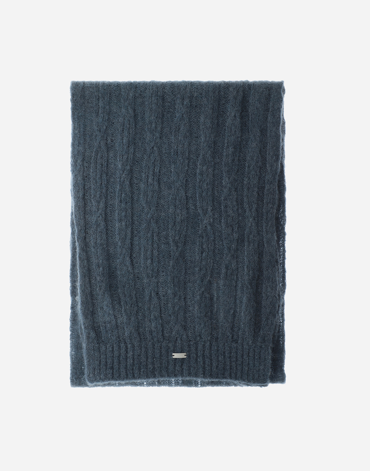 Herno Resort Scarf In Cable Knit Alpaca Wool In Blue