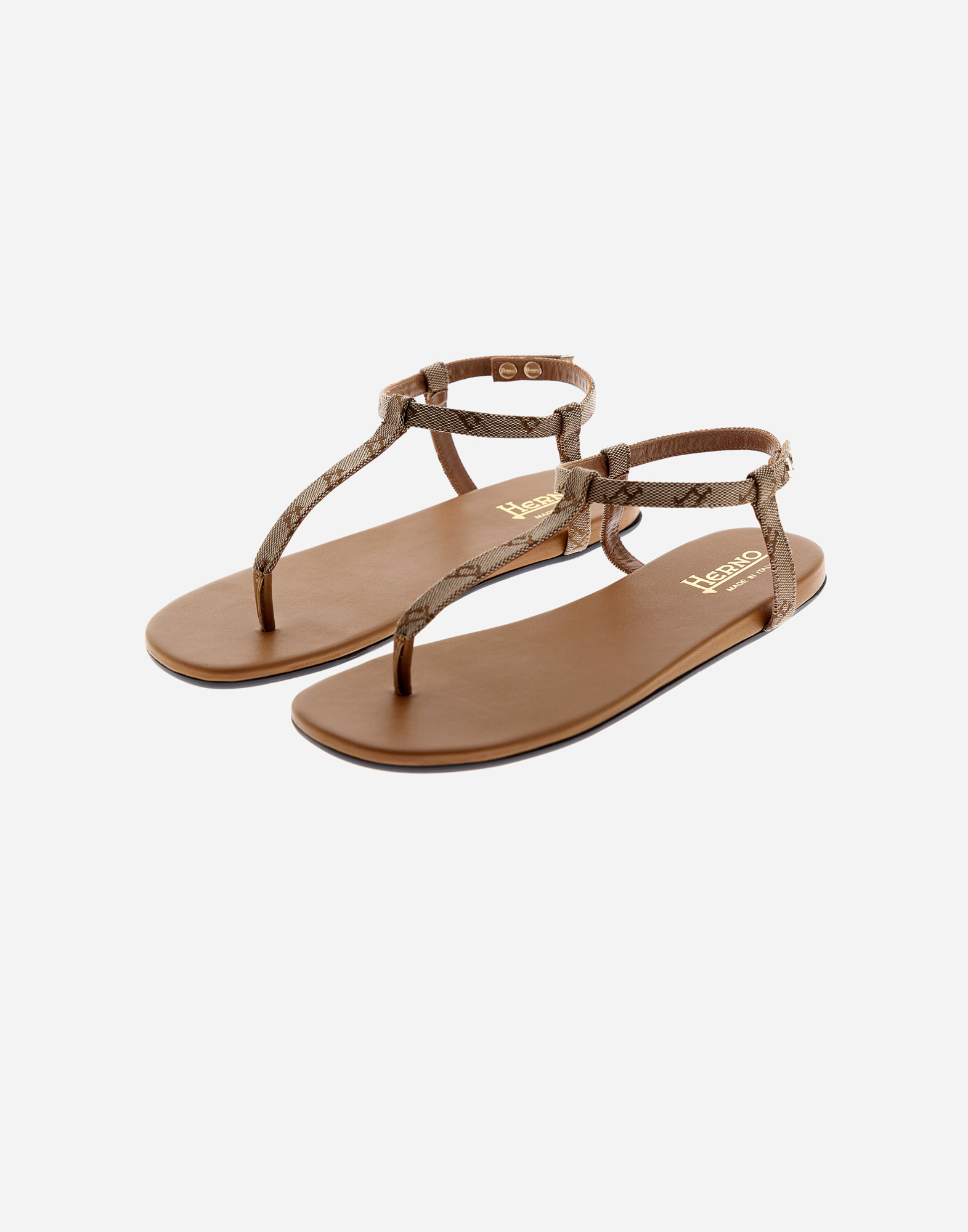 Herno Sandals In Monogram In Camel