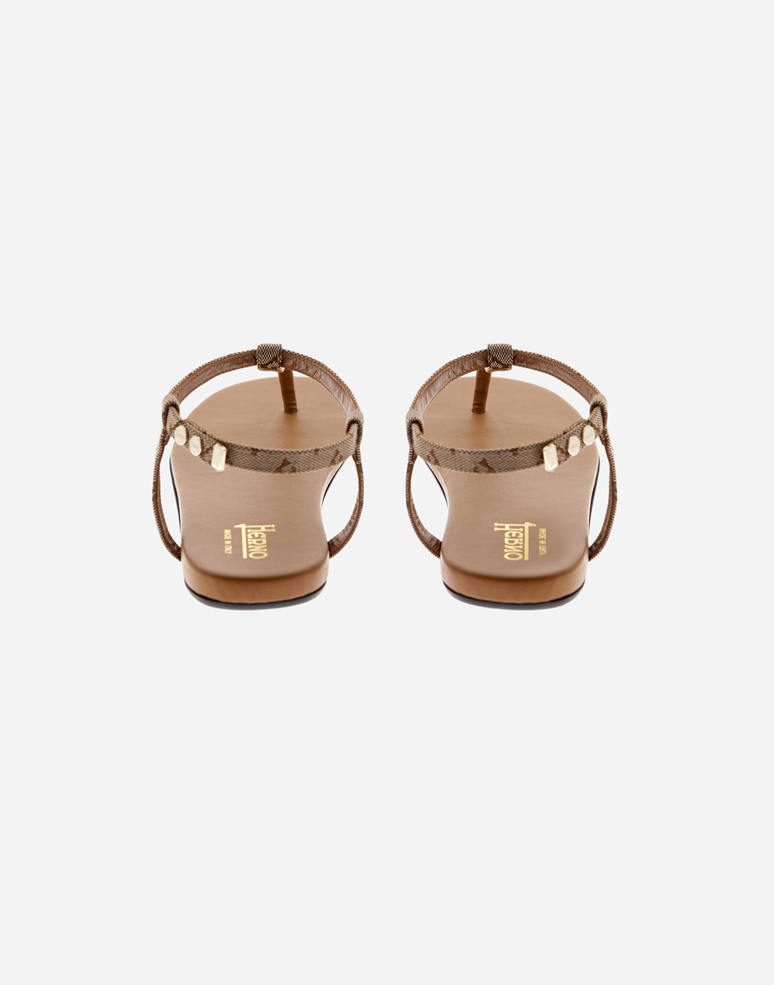 Herno Sandals In Monogram In Camel