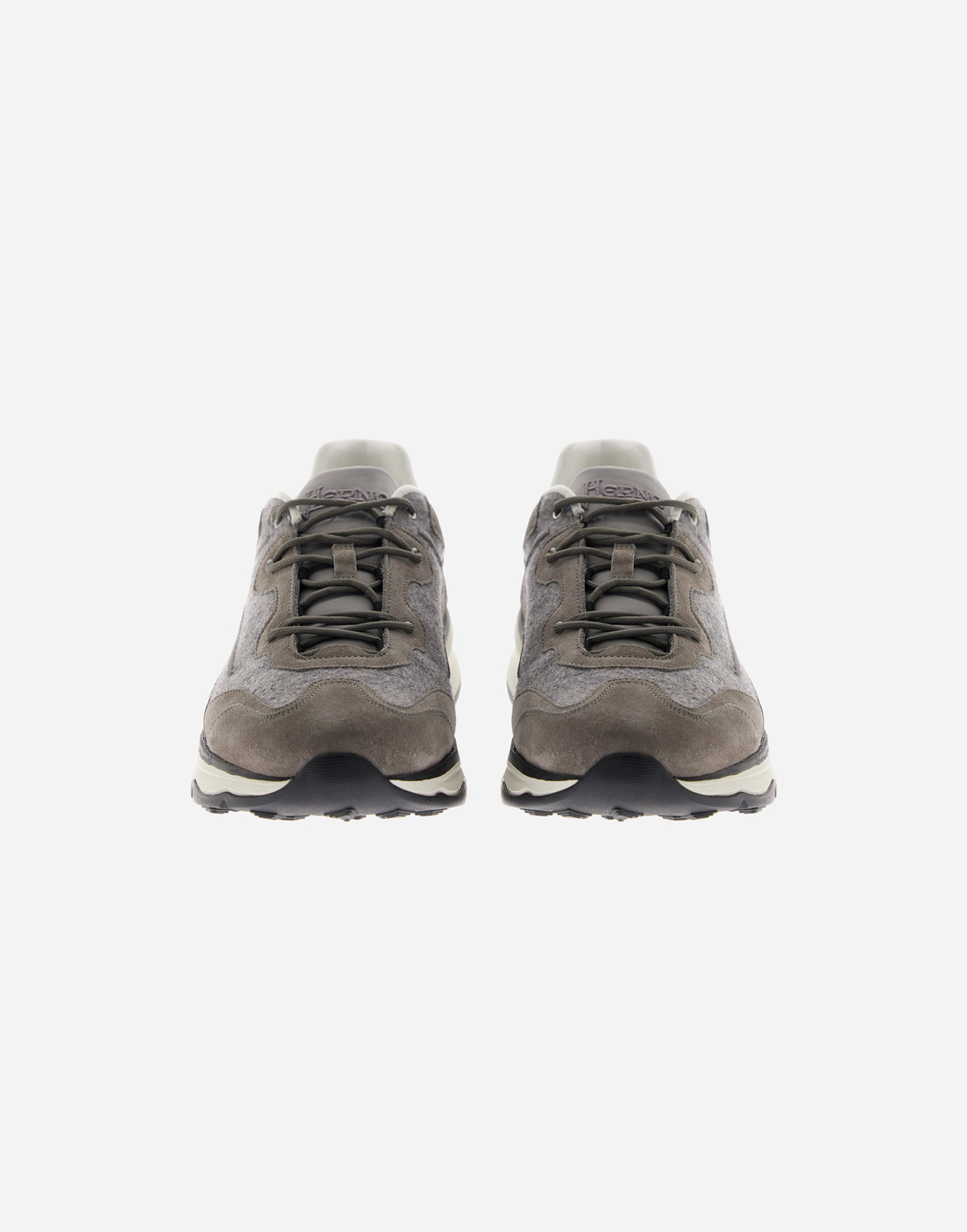 Herno Running Trainers In Suede And Flannel In Gray