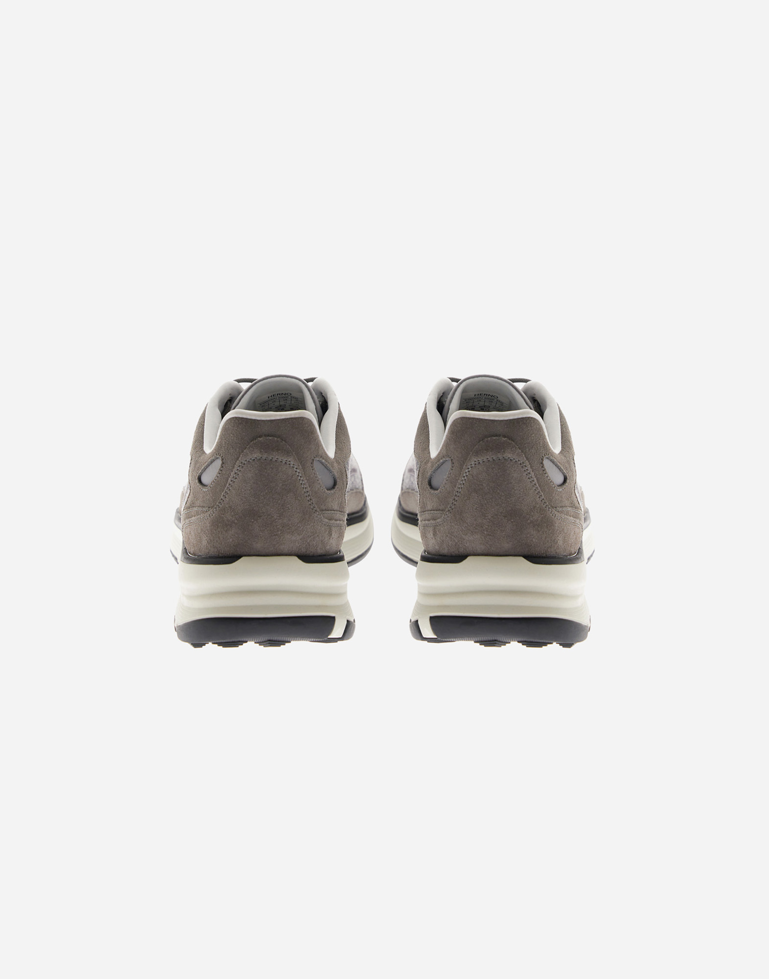 Herno Running Trainers In Suede And Flannel In Gray
