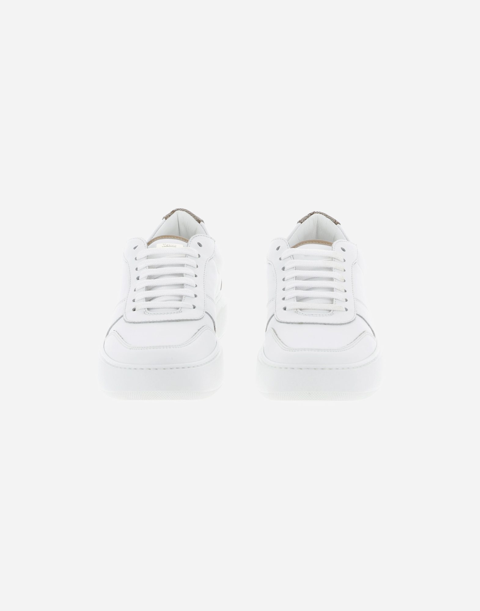 Herno Leather And Monogram Trainers In White/beige