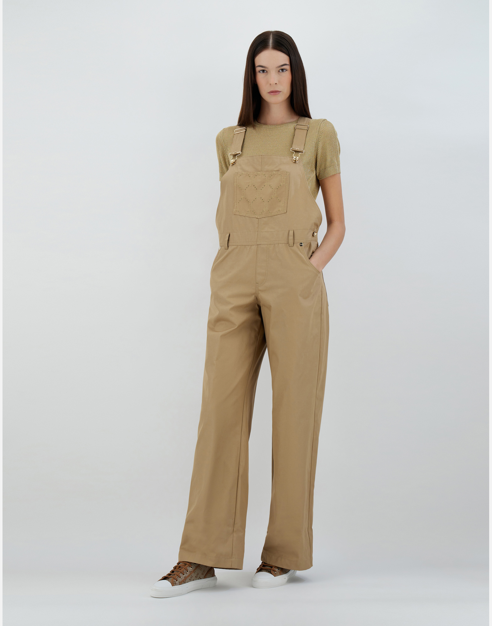 Herno Embroidered Delon Dungarees In Sand