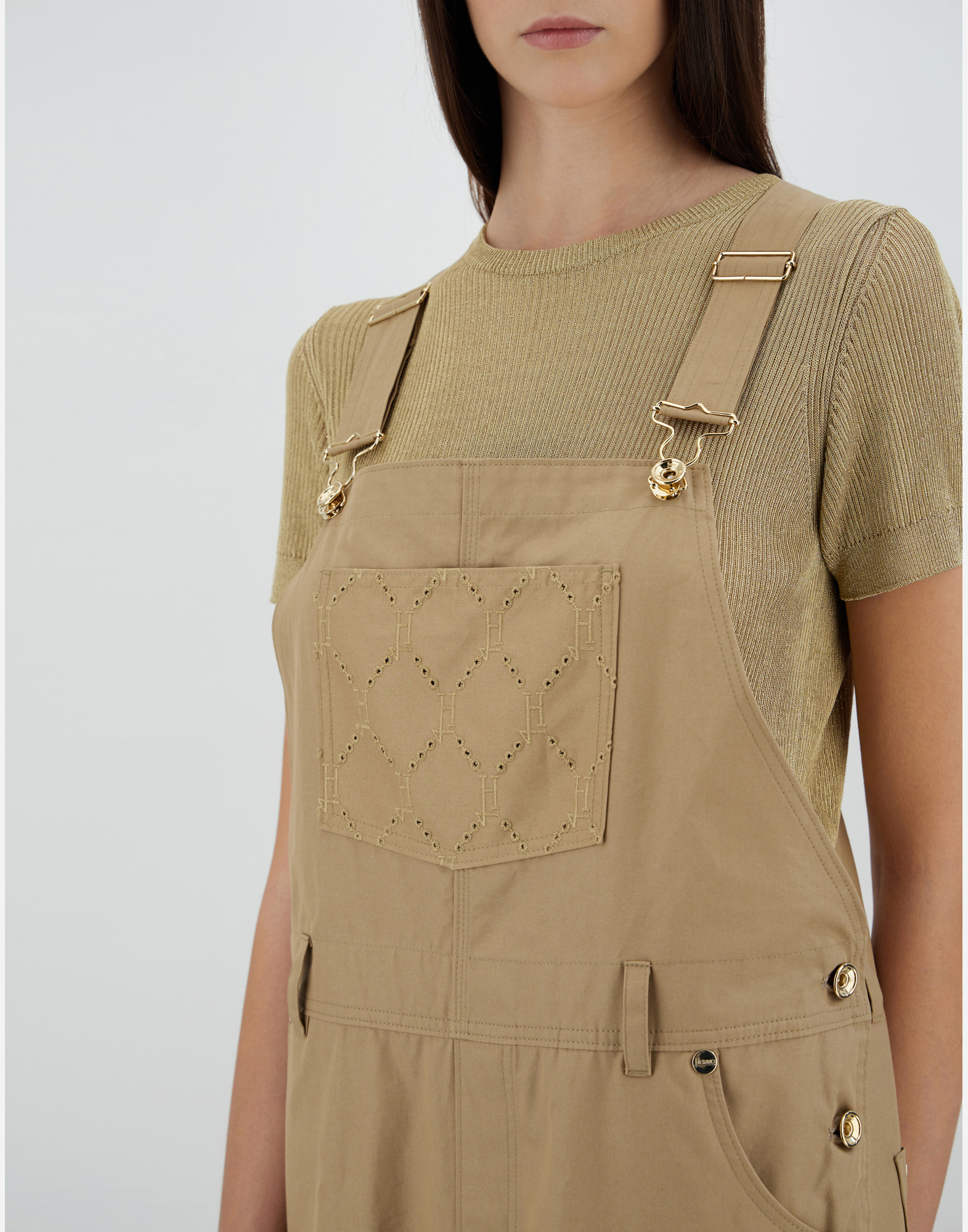 Herno Embroidered Delon Dungarees In Sand