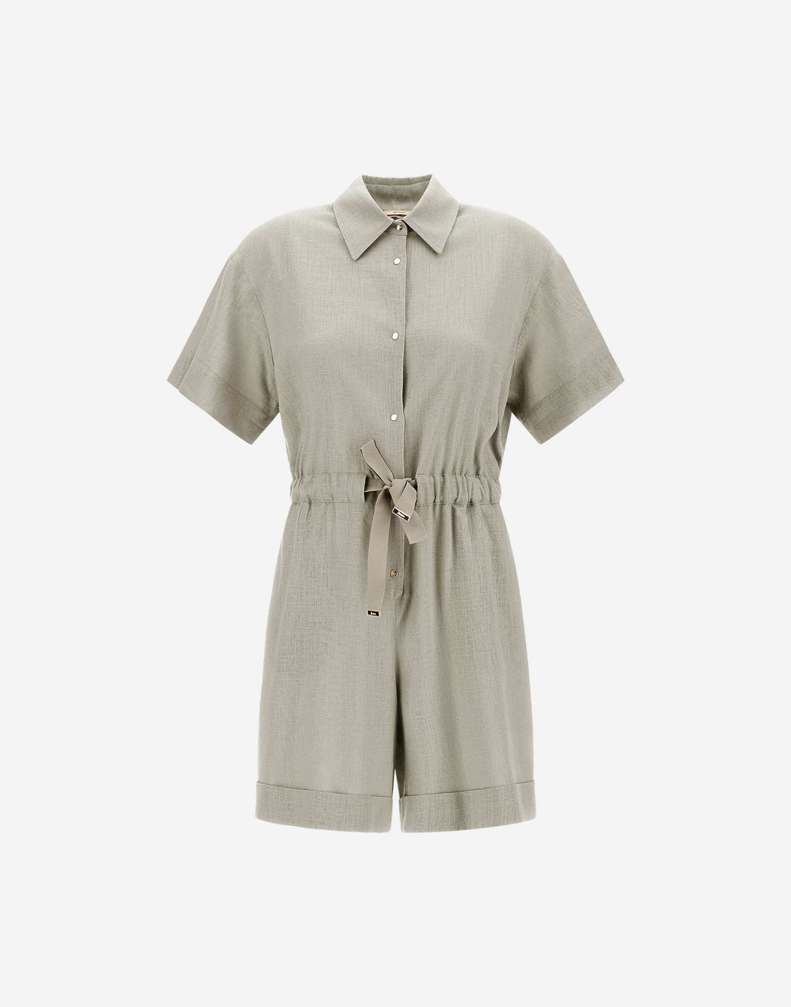 Herno Linen-blend Shirt Jumpsuit In Chantilly