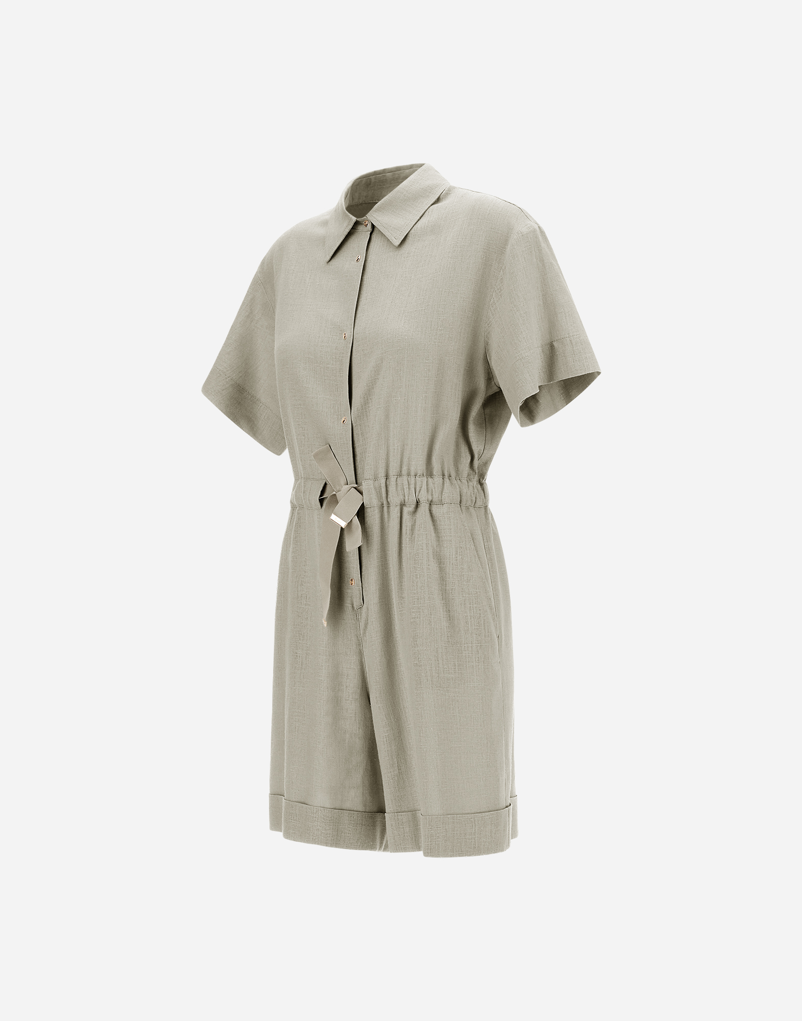 Herno Linen-blend Shirt Jumpsuit In Chantilly