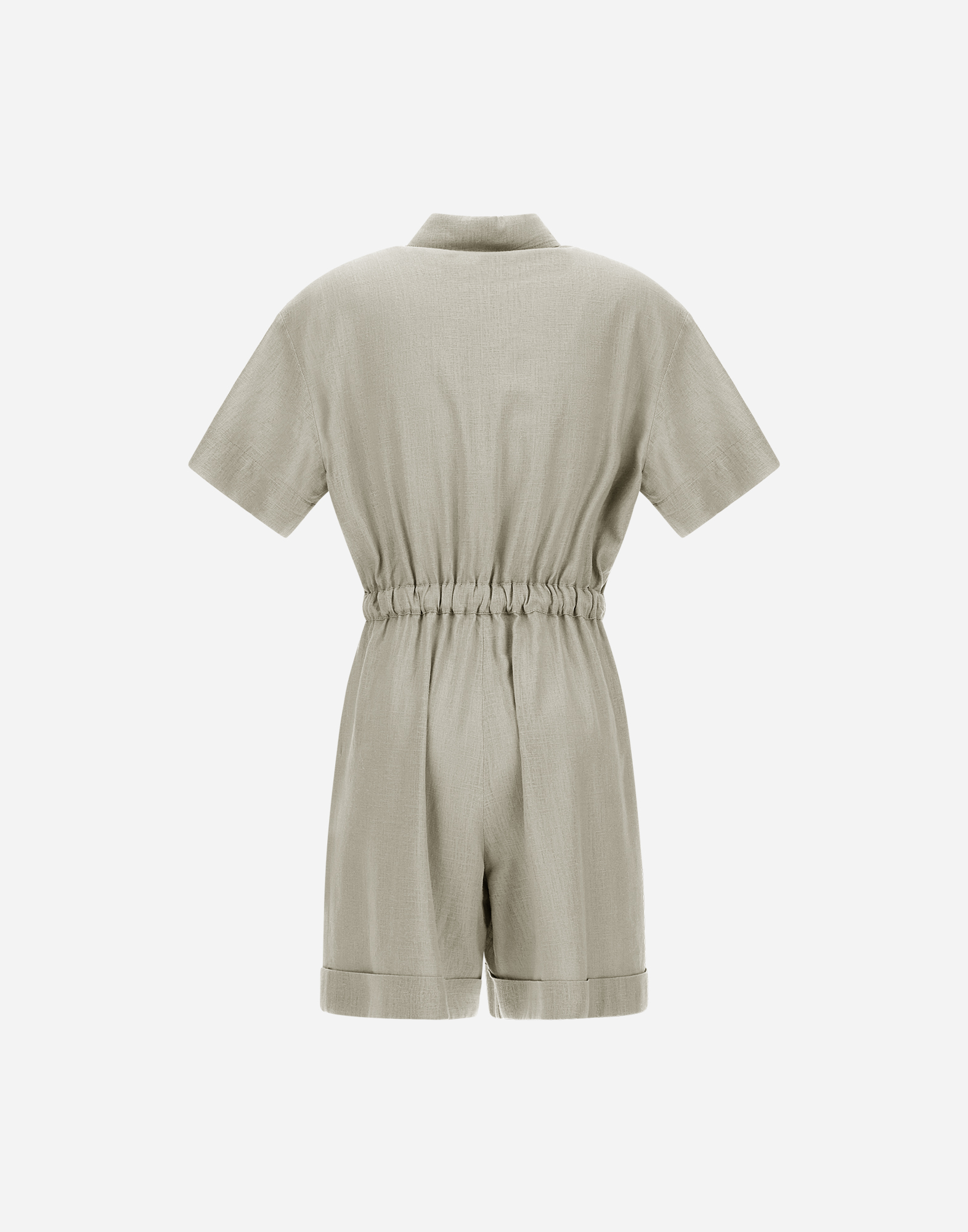 Herno Linen-blend Shirt Jumpsuit In Chantilly